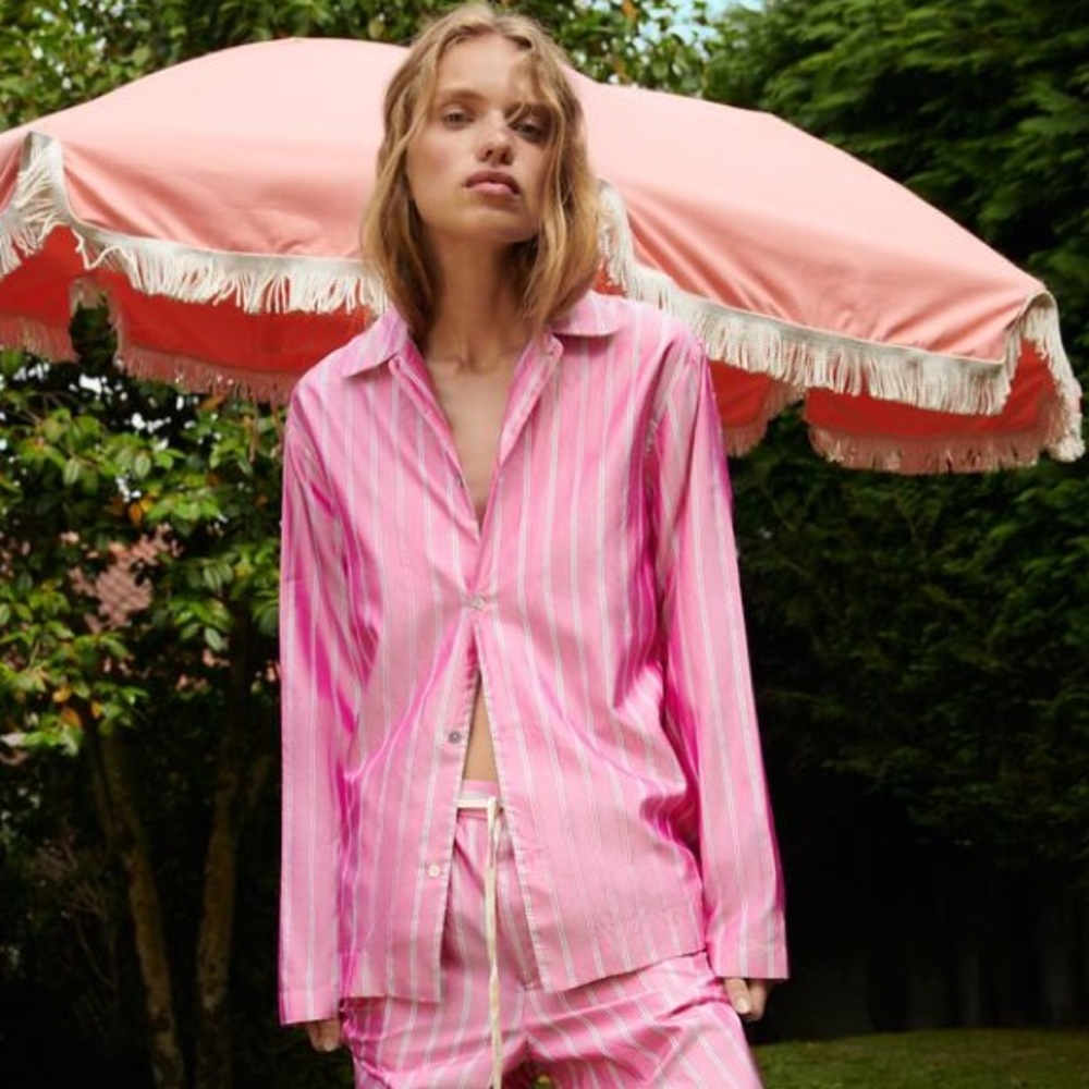 ZARA STRIPED 100% SILK SHIRT